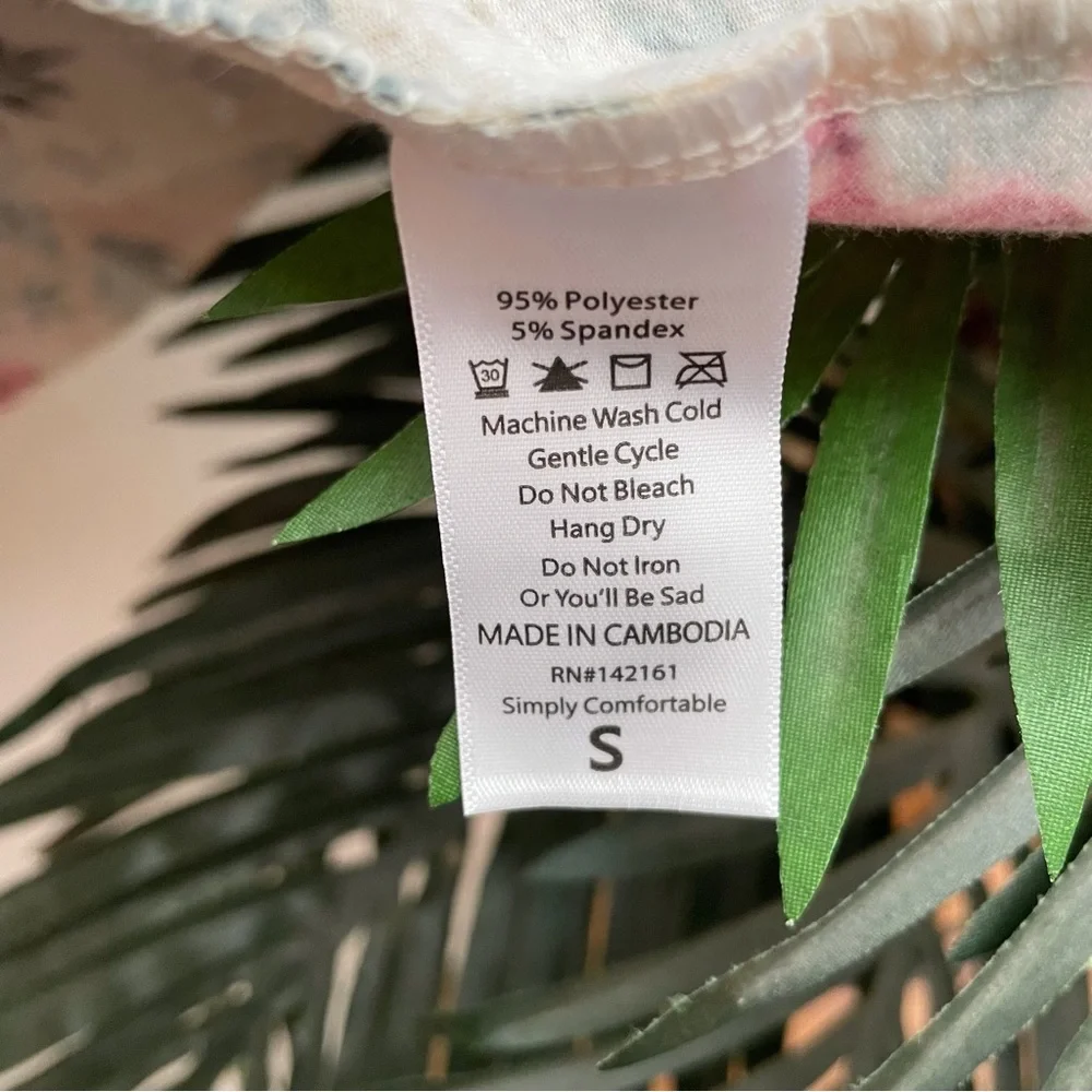 LuLaRoe Nikki NWT Women’s Small Tank Dress, Pink flowers, Green leaves, Pockets - Picture 6 of 8